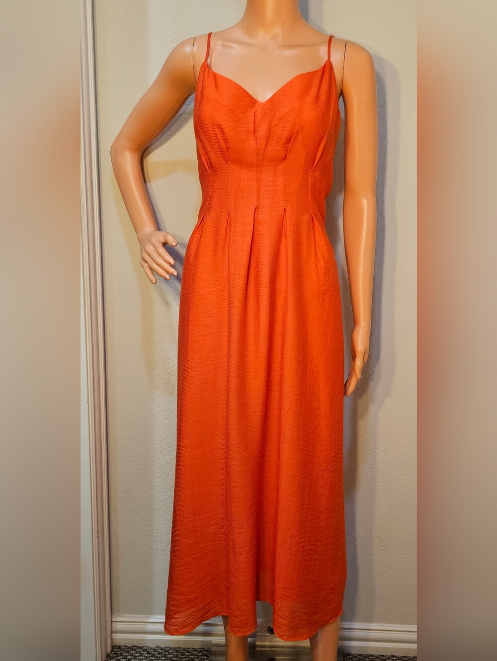 NWT MNG Bright Orange Midi Dress Size 12